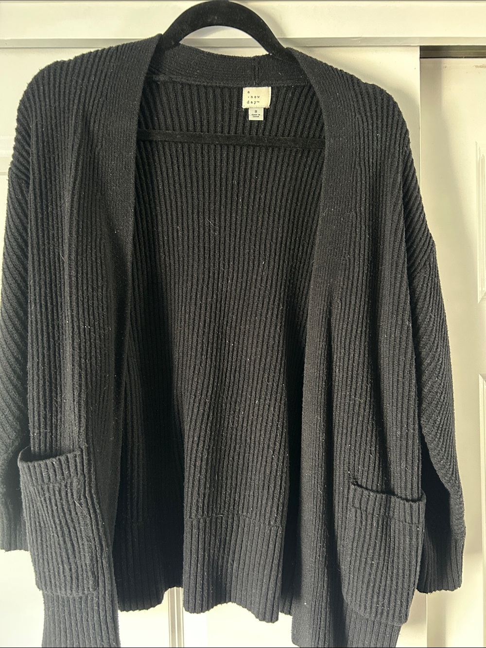 Cozy Ribbed Open-Front Cardigan Sweater - Black